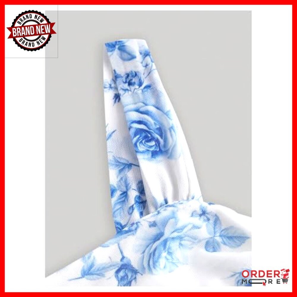 Floral Ruched Midi Dress Elegant Cocktail Party Wedding Guest Formal Wear - Picture 4 of 4